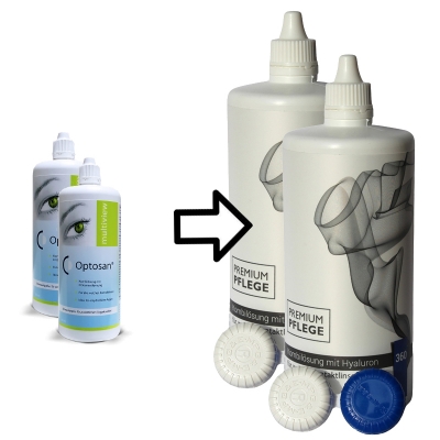 Optosan Multiview Ersatz- Premium Pflege All In One Hyaluron 2x360ml / 2 Behälter
