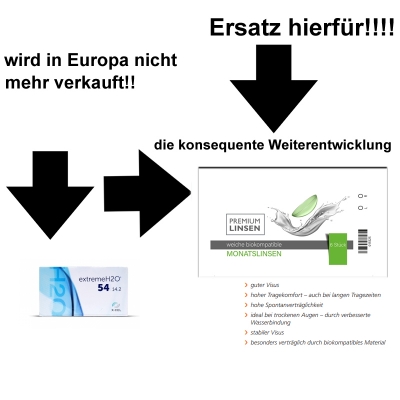 Extreme H2O 54% 14,2 Nachfolger für Europa die Premium Linse biokompatible Monatslinsen 6er Box