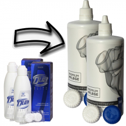 Aus Dua Elite von Disop 2x360ml wird Premium Pflege Kombilösung mit Hyaluron 2x360ml